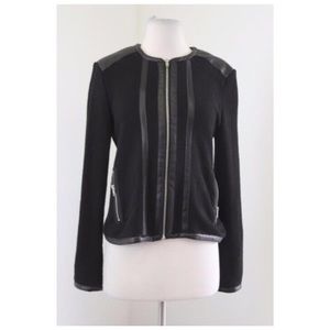 BB DAKOTA Black Vegan Leather Sweater Moto Jacket